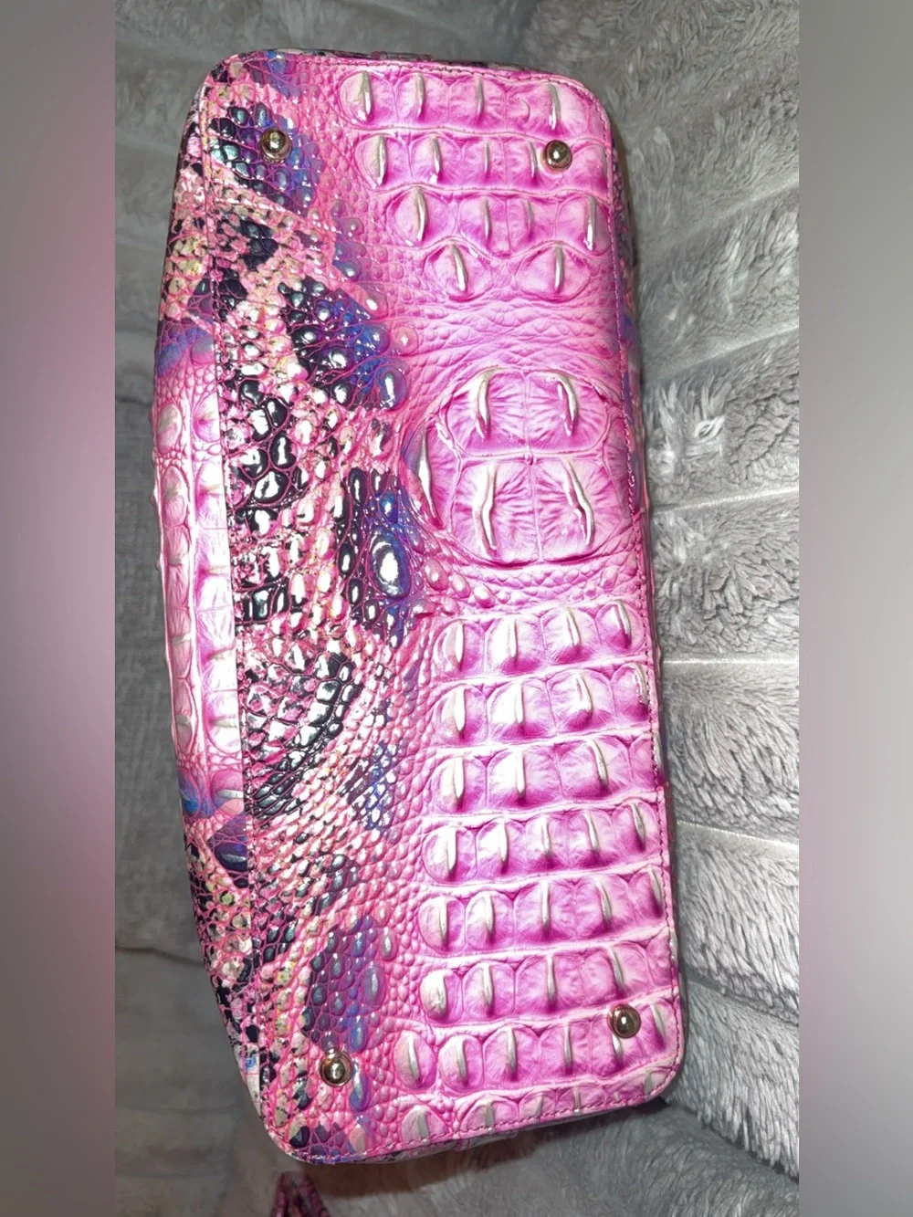 Brahmin Pink Cobra Python Leather Melbourne Tote Bag w/Matching Wallet. - Picture 4 of 8